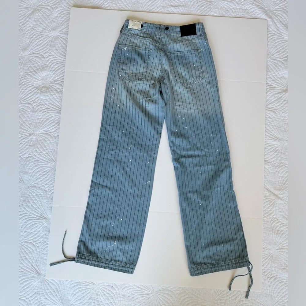Free People We The Free Don't Wait Up Pinstripe Boyfriend Jeans, Blue | 26 - Picture 6 of 11